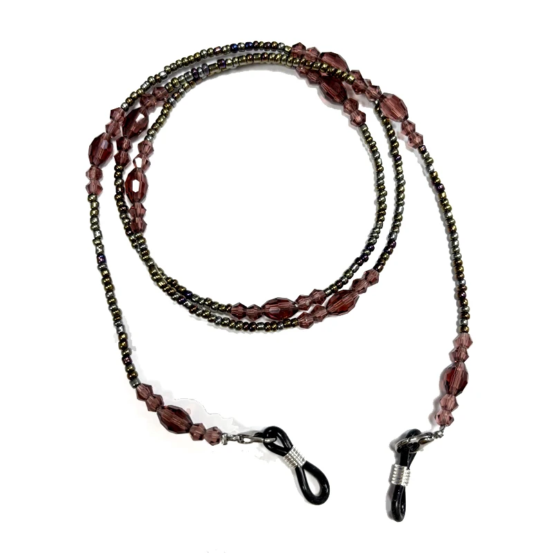 Chaîne de lunettes en perles de cristal rétro faites à la main, chaîne de suspension antidérapante pour femmes, corde de suspension