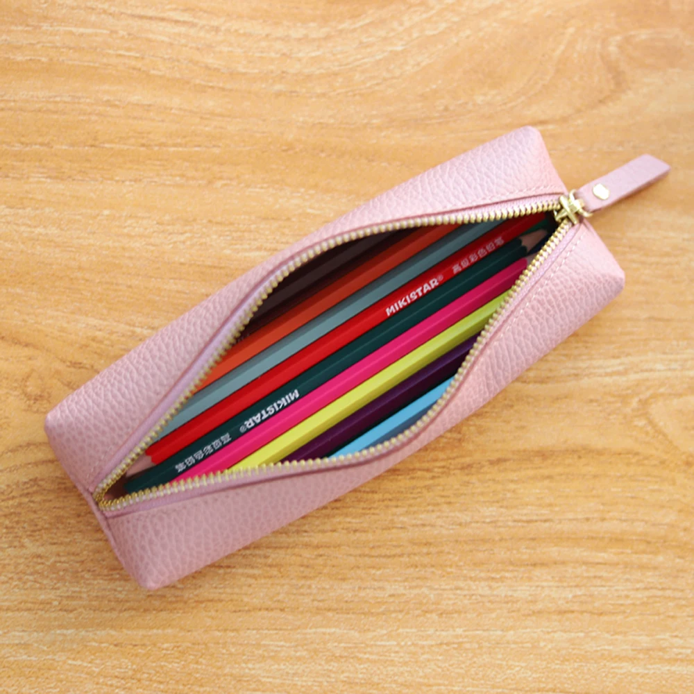 Benutzerdefinierter Name, Federmäppchen aus Rindsleder, luxuriöse Aufbewahrungstasche mit Reißverschluss für Business und Büro, Stifttasche für Studenten, personalisierte Kosmetiktaschen, Geschenk – Detail 8