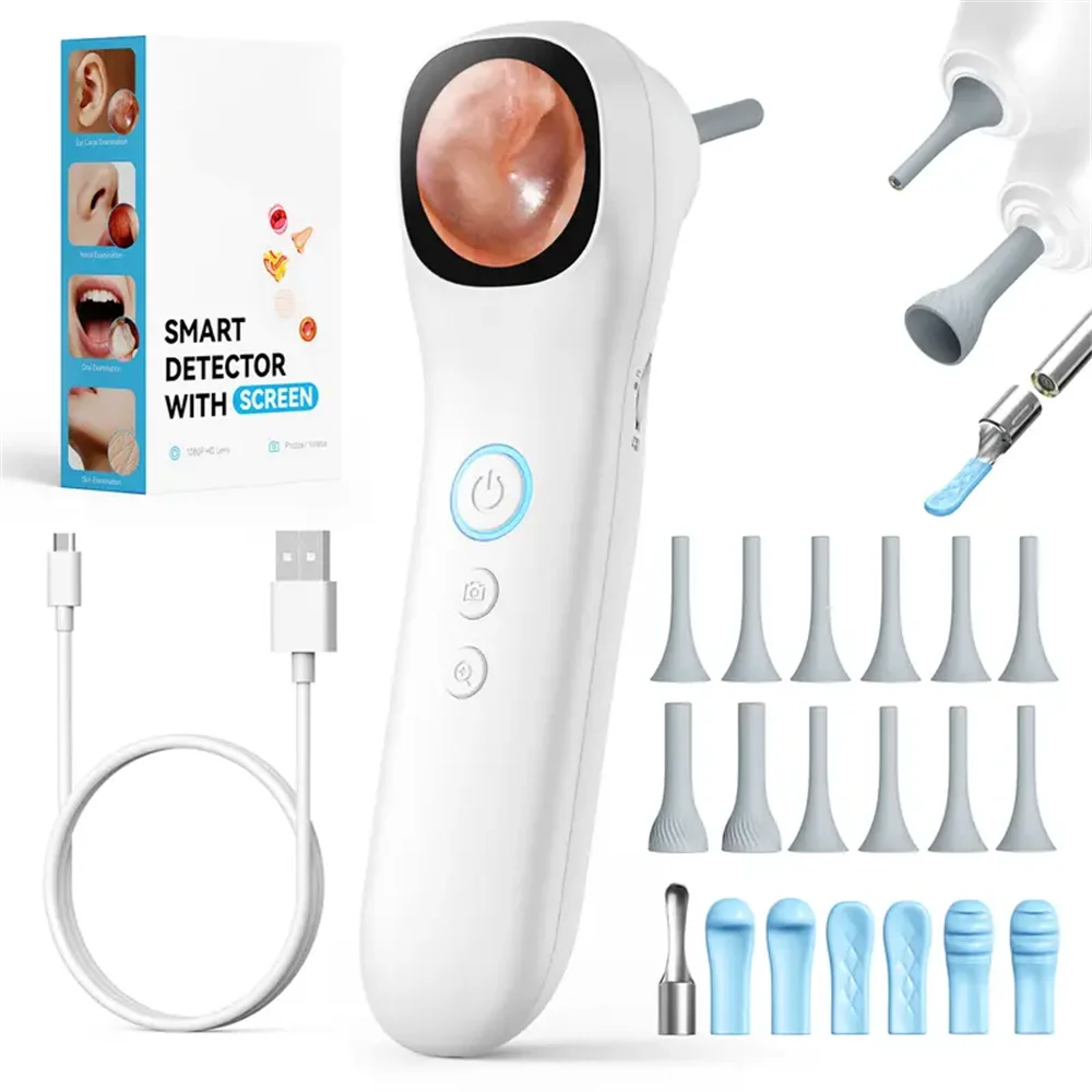 كاشف ذكي 5 في 1 مزود بكاميرا أذن عالية الدقة 1080 بكسل يتضمن مجموعة اختيار الأذن وستة نصائح بديلة و12 رأس فحص إضافي