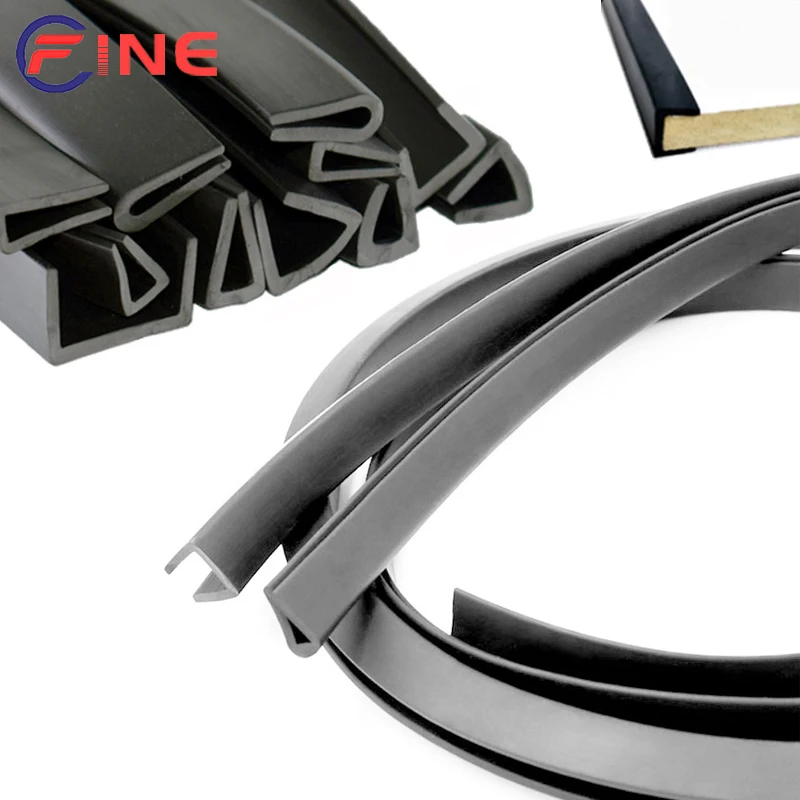 Black Rubber Edge Strip Anti-Collision Protection Strips U-shaped Section Edge Shield Strip For Metal Glass Edge Protector