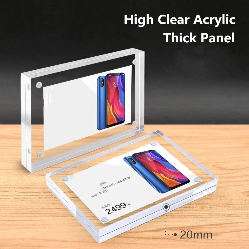 

90x55mm Magnetic Acrylic Sign Holder Display Stand Small Table Number Place Card Holder Mini Price Label Paper Tags