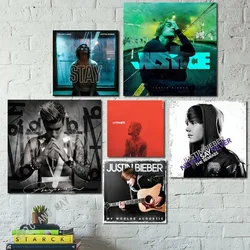 Justin Bieber poster music album cover hip hop rap singer bar decoration painting home decor aesthetic Canvas Wall Art posters