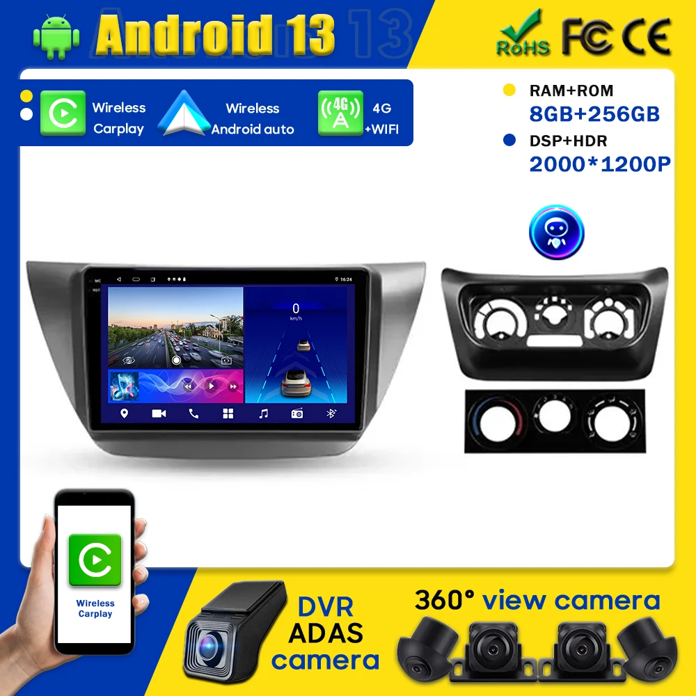 

Navigation GPS For Mitsubishi Lancer 9 CS 2000 - 2010 Radio Car Android Auto Wireless Carplay Multimedia Head Unit Player DVD BT