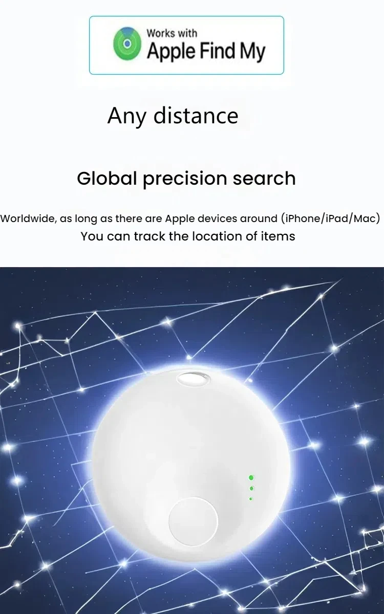 Drahtloser Bluetooth-Smart-GPS-Tracker für Apple iOS, funktioniert mit Find My App Key Wallet, Anti-Lose-Erinnerung, älterer Kinder-Haustier-Locator