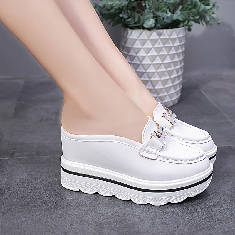 Sandals and Slippers Women\'s New Korean Version of The Thick Bottom Wedge Slippers Baotou Half Slippers women casual shoes ﻿