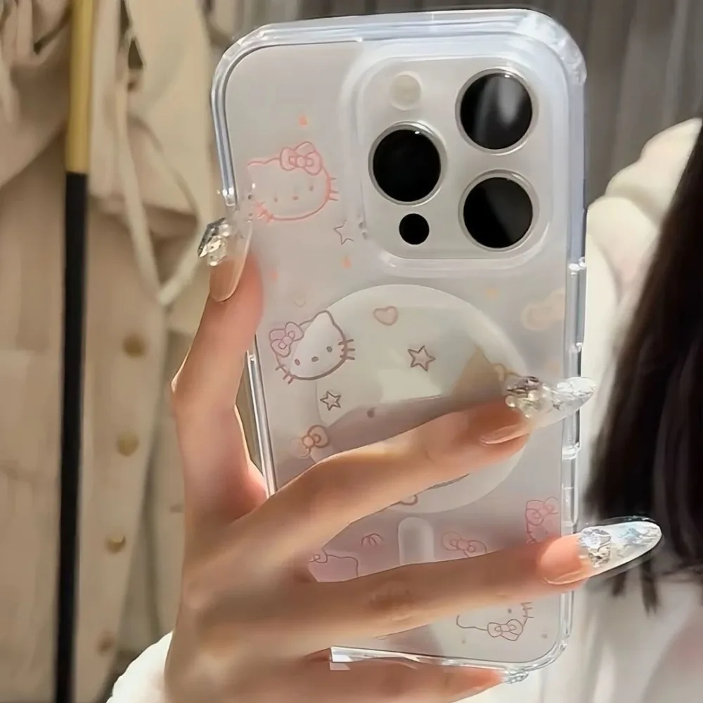 Creative Luxury Cartoon Cute Cat Magnetic Cute Phone Case Protective Cover for iPhone 17 Pro Max 16 15 14 13 Back Cover Gift