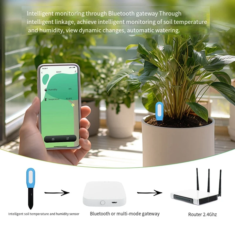 Tuya 2-in-1 Soil Moisture Ambient Temperature Test Meter Plant Intelligent Measuring Instrument Plant Gardening Tool
