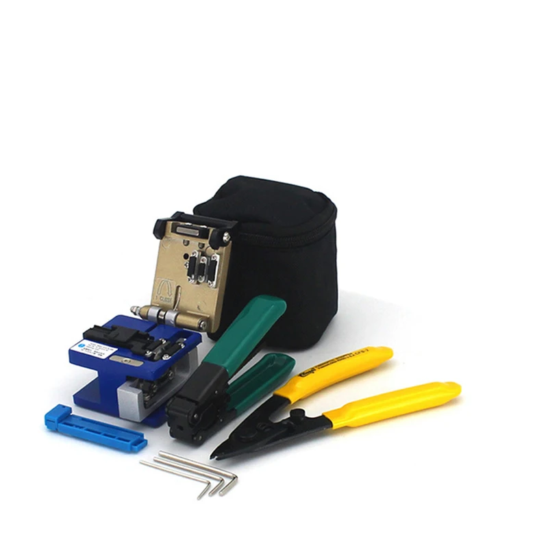 FTTH Fiber Optic Tool Kit with FC-6S Fiber Cleaver and Fiber Stripping Pliers to Fiber Cold Connection Fiber Optic Cutter