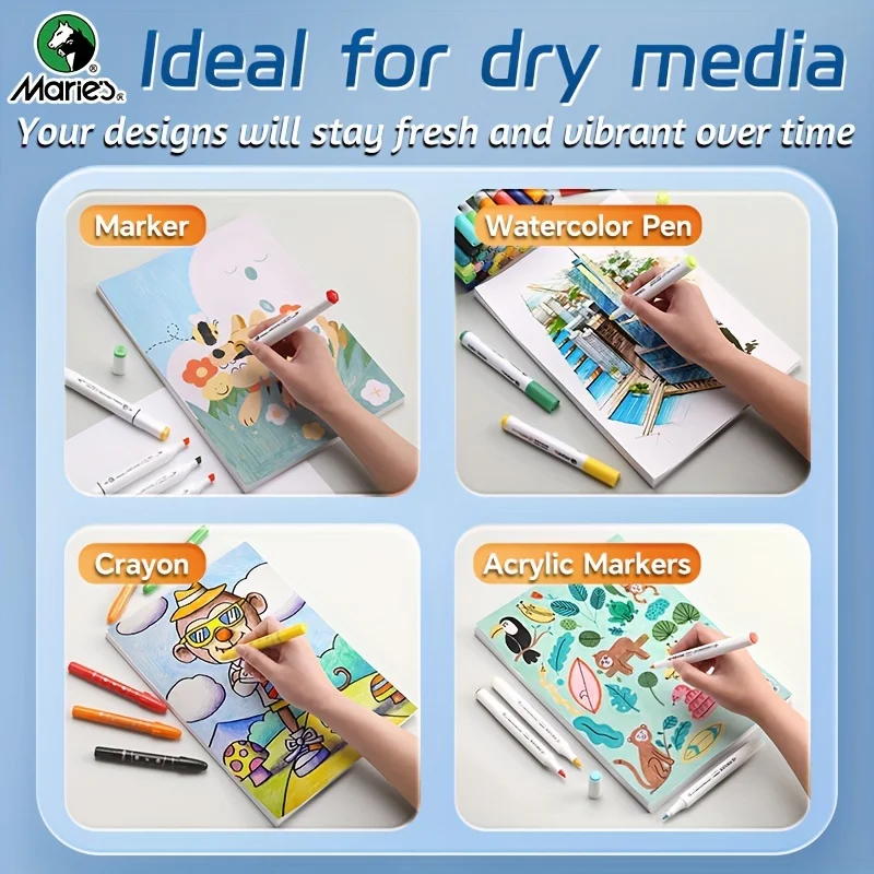 25 fogli di carta per creatore A5/A4/A3 di Marie, carta per pittura, pennarello acrilico, scrittura, miscele da colorare, inchiostro, appunti, per artista