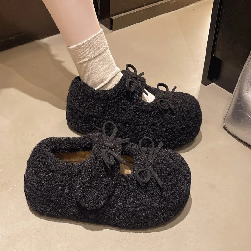 الشتاء مكتنزة أحذية لوفر النساء جديد صوف مبطن الدافئة النساء الانزلاق على أحذية مريحة الارتفاع زيادة الأحذية القطنية الإناث