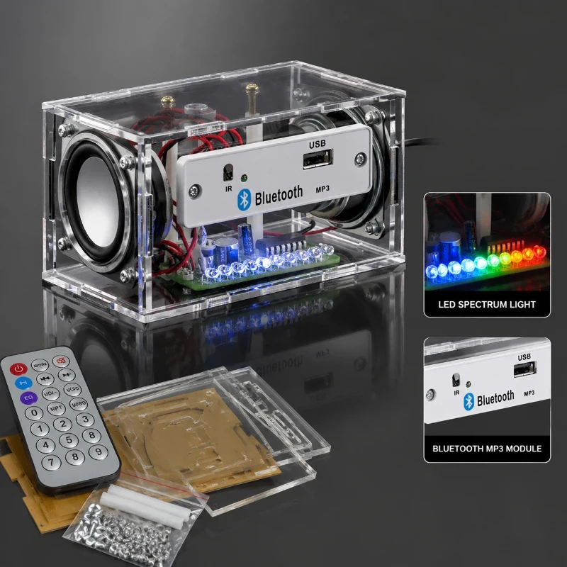 DIY Electronic Kit Bluetooth Speaker Sound Control Light Effect Display Soldering Practice Project For Teaching Usb Mp3 Player