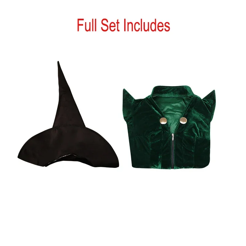 Professor Minerva McGonagall Dark Green Dress Robe Cape Hat Velvet Cosplay Costume Halloween Carnival Suit