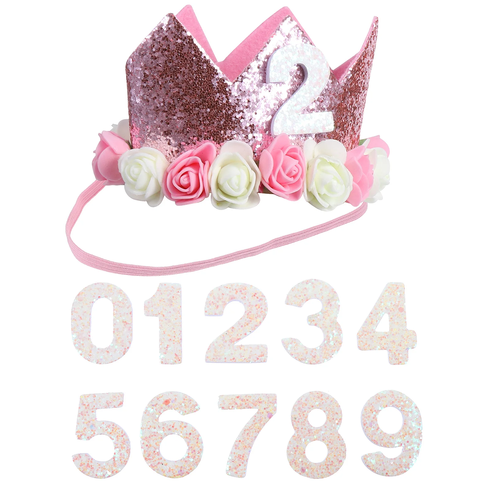 Couronne d'anniversaire numérique pour filles, chapeaux, coiffure, couronnes colorées, fleur Oxford, grill