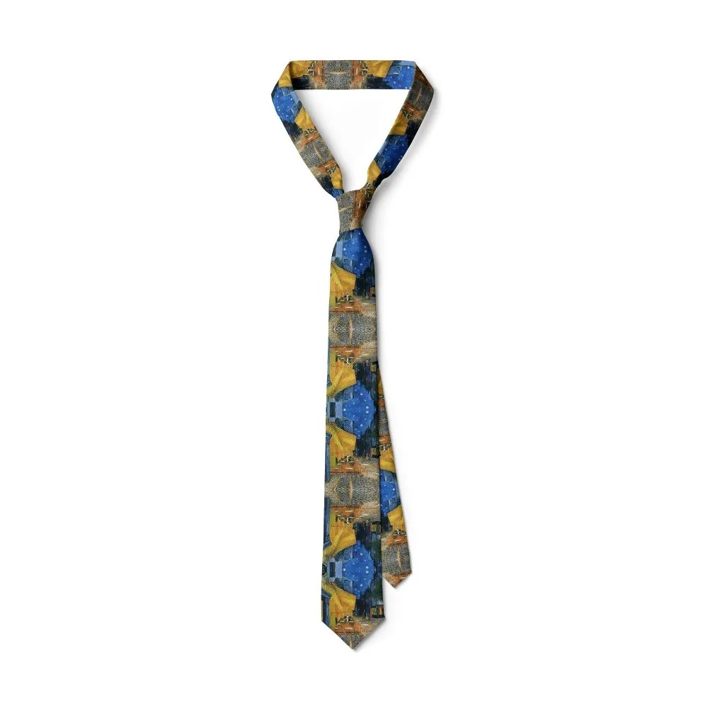 Fun Printing Oil Painting Tie Dacron Unisex Clothes Accessories Slim Necktie