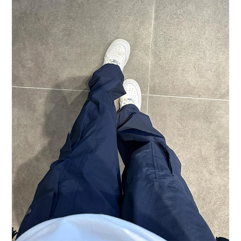 

Big ket k Blue Men's Work Pants Summer American High Street Vibe Straight Leg Hiphop Casual Trousers Youth Faion