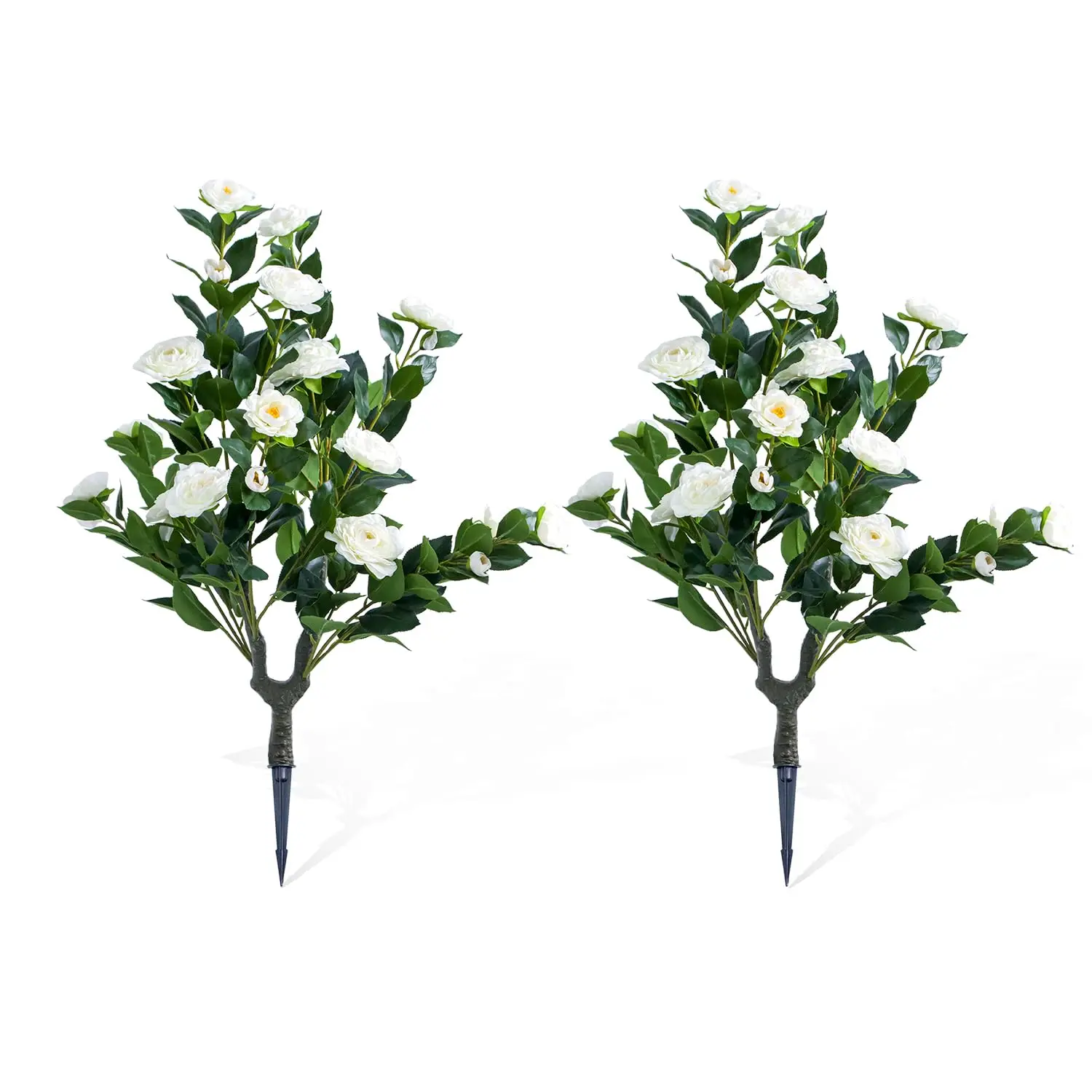 3 أقدام أشجار كرة زهرة توبياري صناعية مع سبايك أرضي، مجموعة من 2 شجيرات زهور الكاميليا المزيفة مع حصة #6