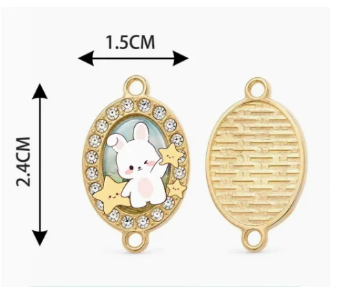 10pcs zircon Animal rabbit star cute Enamel Charms Pendants For DIY Earring Necklace Jewelry Making