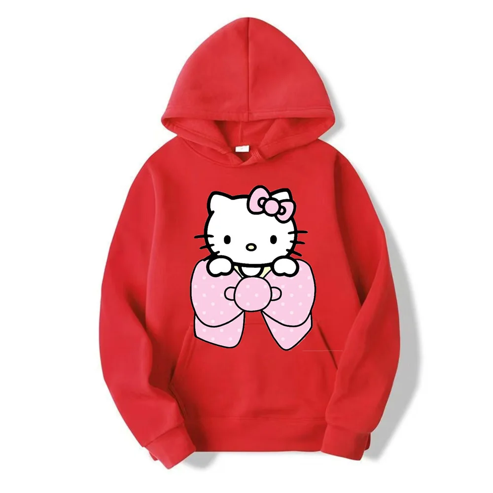 Moletom anime Hello Kitty feminino e masculino, pulôver kawaii rosa, com capuz grande, casual, nova moda, primavera, outono, 2022