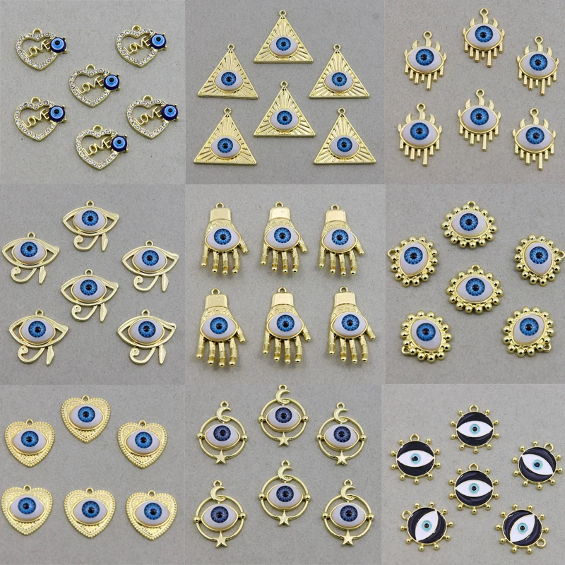 6pcs New Turkish Demon Eye Earring Charms Fashion Resin Evil eye Necklace Keychain Pendants Accessory DIY Women Jewelry Making