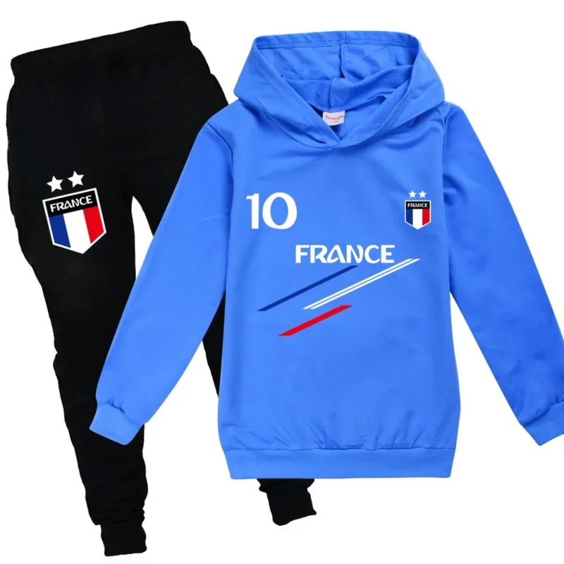 Kids Clothes Baby Boys France Football 10 Tracksuit Tops Pants 2PCS Children Boy Spring Autumn Outfits Girls Sets 2-15 Years