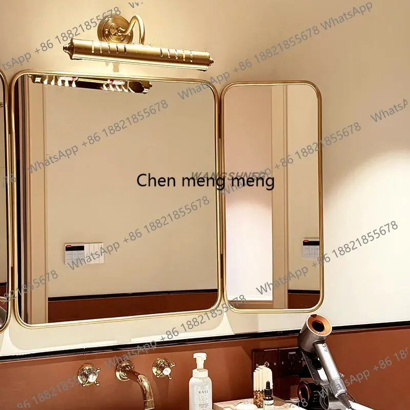 French retro light luxury bathroom mirror European smart mirror three-fold dresser medieval makeup mirror