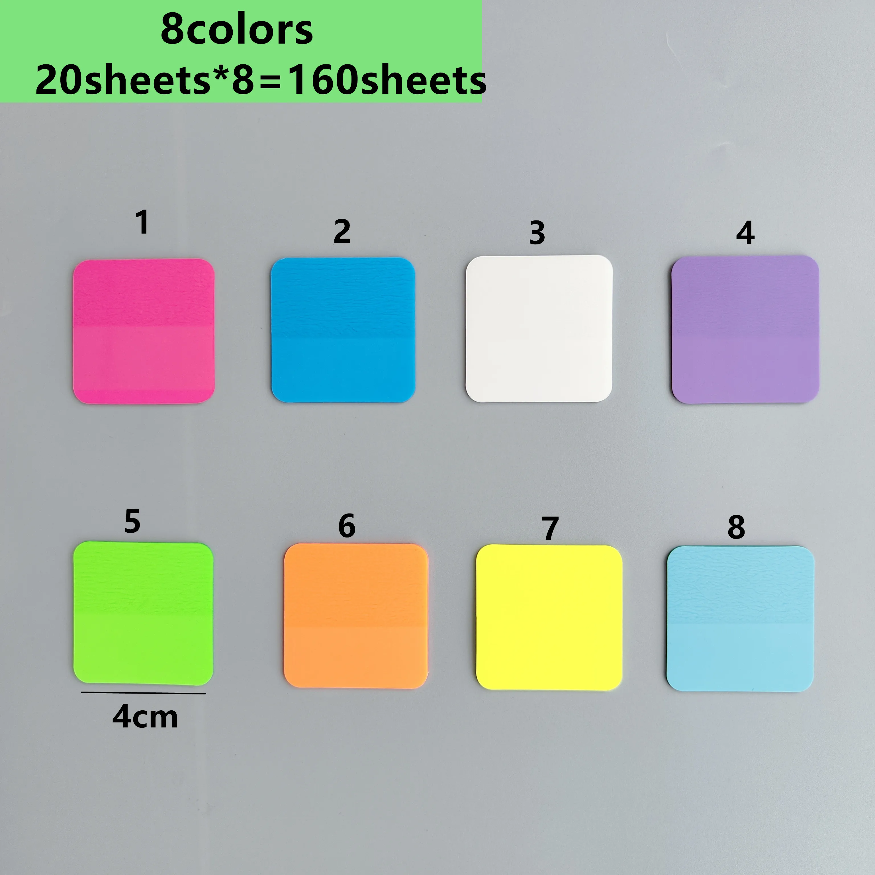 Transparente Sticky Notes Scrapes Adesivos, Nota Pads Papel, Clear Notepad, Papelaria Escolar, Material de Escritório, 8 Cores, 160 Folhas