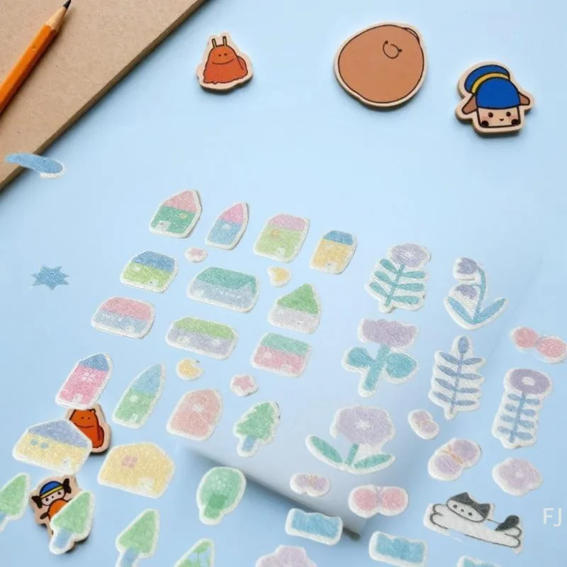 [YU]Cartoon Cat Wing Notes 3D Felt Stickers Kawaii Deco Stickers Flocking Fabric Decorative Stickers DIY Phone Laptop Sticker
