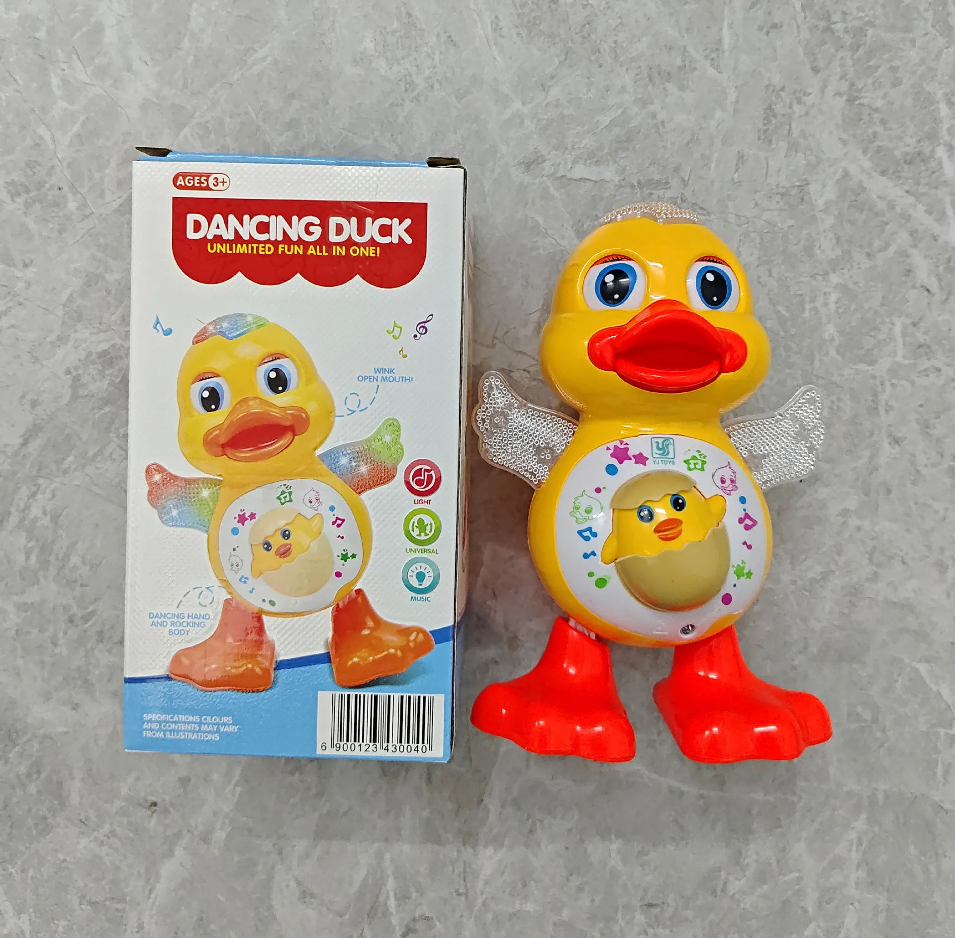 Elektrische Dansende Eend Grappig Knipperend Ogen Knipperlicht Schud het lichaam Leuke muzikale cartoon dier Educatief speelgoed Kinderen cadeau