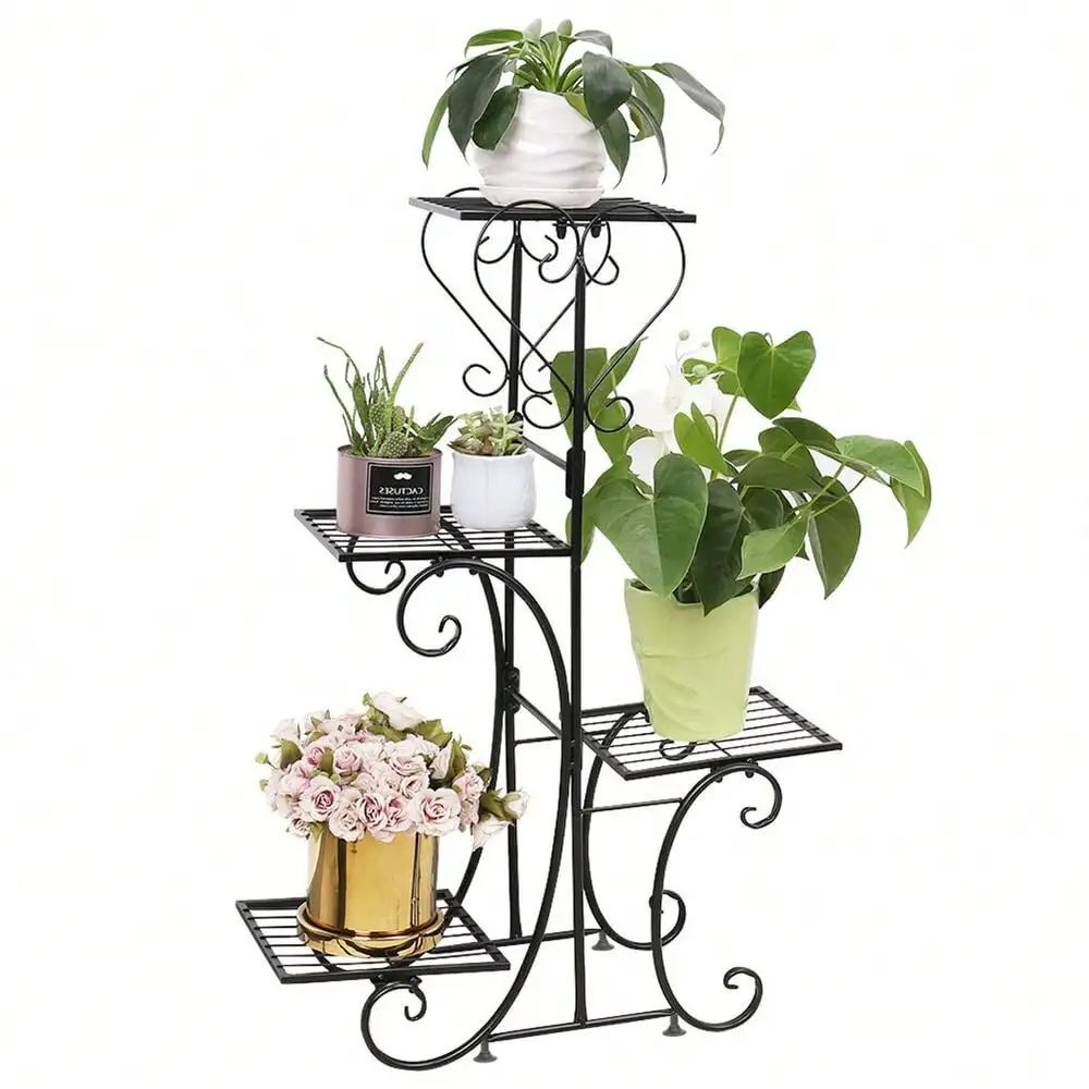 4 Tiered Decorative Plant Stand Flower Rack Shelf Balcony Terrace Indoor Outdoor