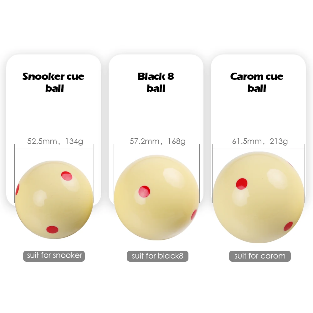 Billiard Pool Ball 52.5/57.2/61.5mm Red 6 Dot Spot Measly White/Double-sided Design Practice  Pool Billiard Training Cue Ball