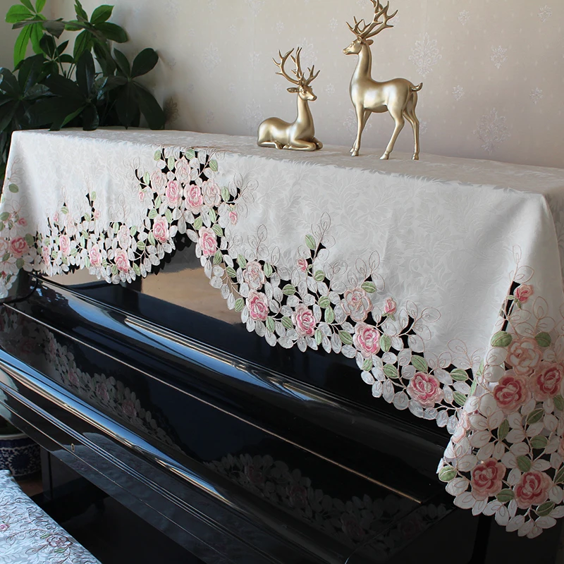 Retro Embroidered Piano Cover Stool Covers Home Piano Proof Dust Decor Cover Cloth Home Decor Flower Embroidery Piano Cloth