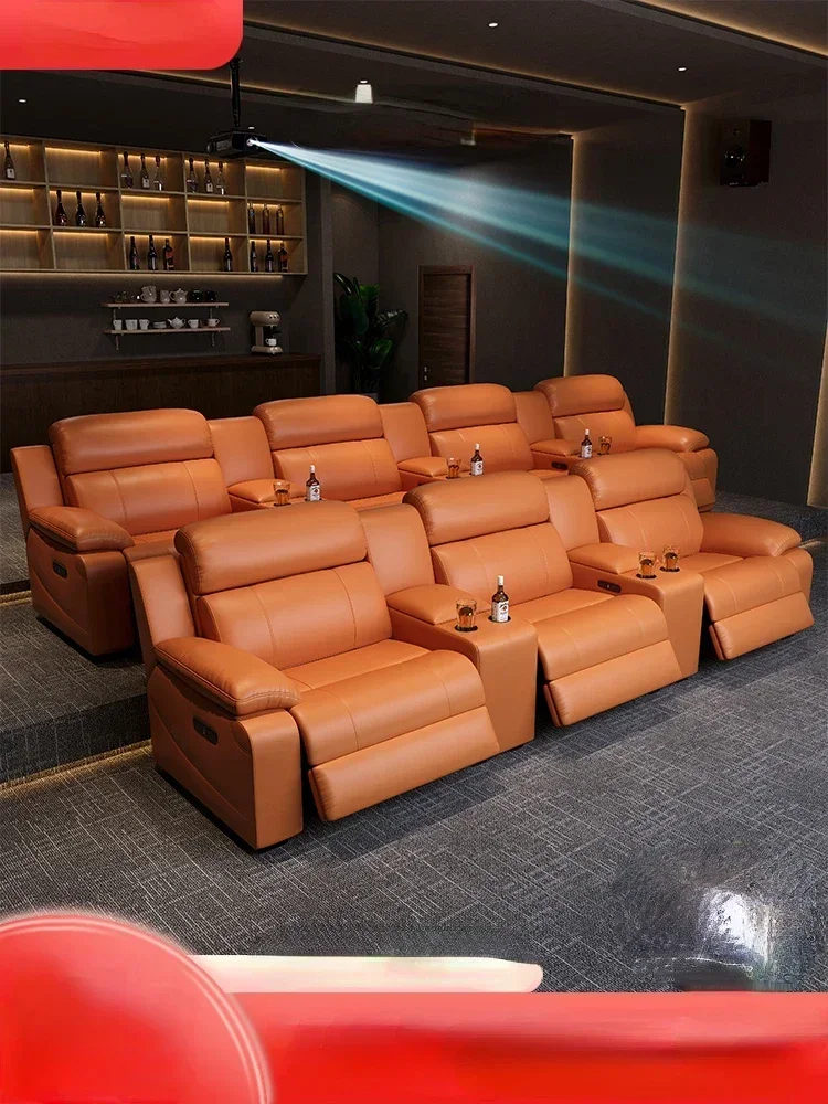 

Home theater sofa function high-end private villa electric combination film and television hall video room small yellow