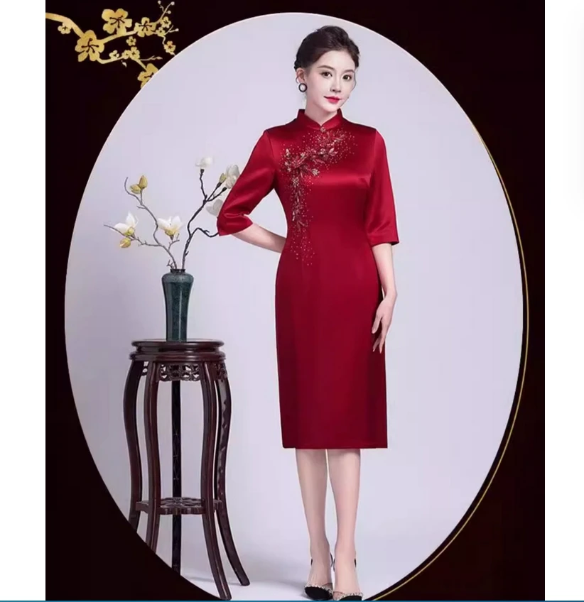 

Свадебный банкет Cheongsam для девочек, свадебное платье для матери, свадебный Cheongsam для дочери, свадебное платье для мамы, платье