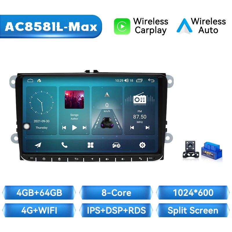 Draadloze Carplay Autoradio Speler Voor Volkswagen VW Passat B6 B7 T5 Tiguan Touran GOLF POLO Android 14 multimedia GPS Autoradio
