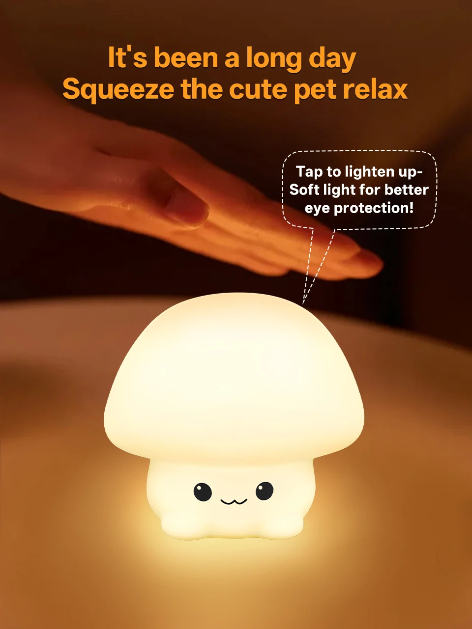 KFV Cute Pear Night Light 7-Color Dimmable Touch-Controlled Night Light Silicone Stress Reducing Pat Duck Lamp USB Rechargeable