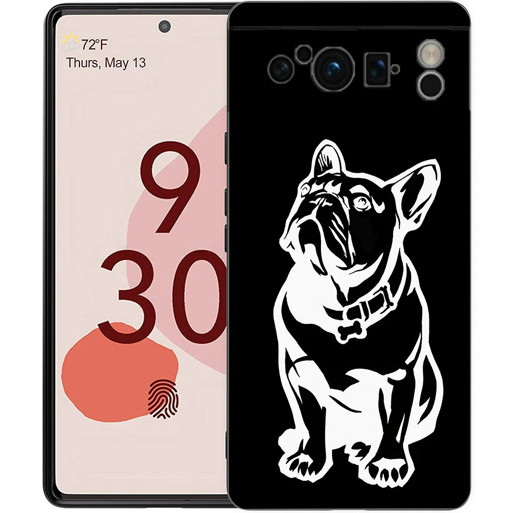 French Bulldog For Google Pixel 8 7 6 Pro 6A 5G Black Phone Case Soft Shockproof Back Cover Silicone TPU Shell Coque