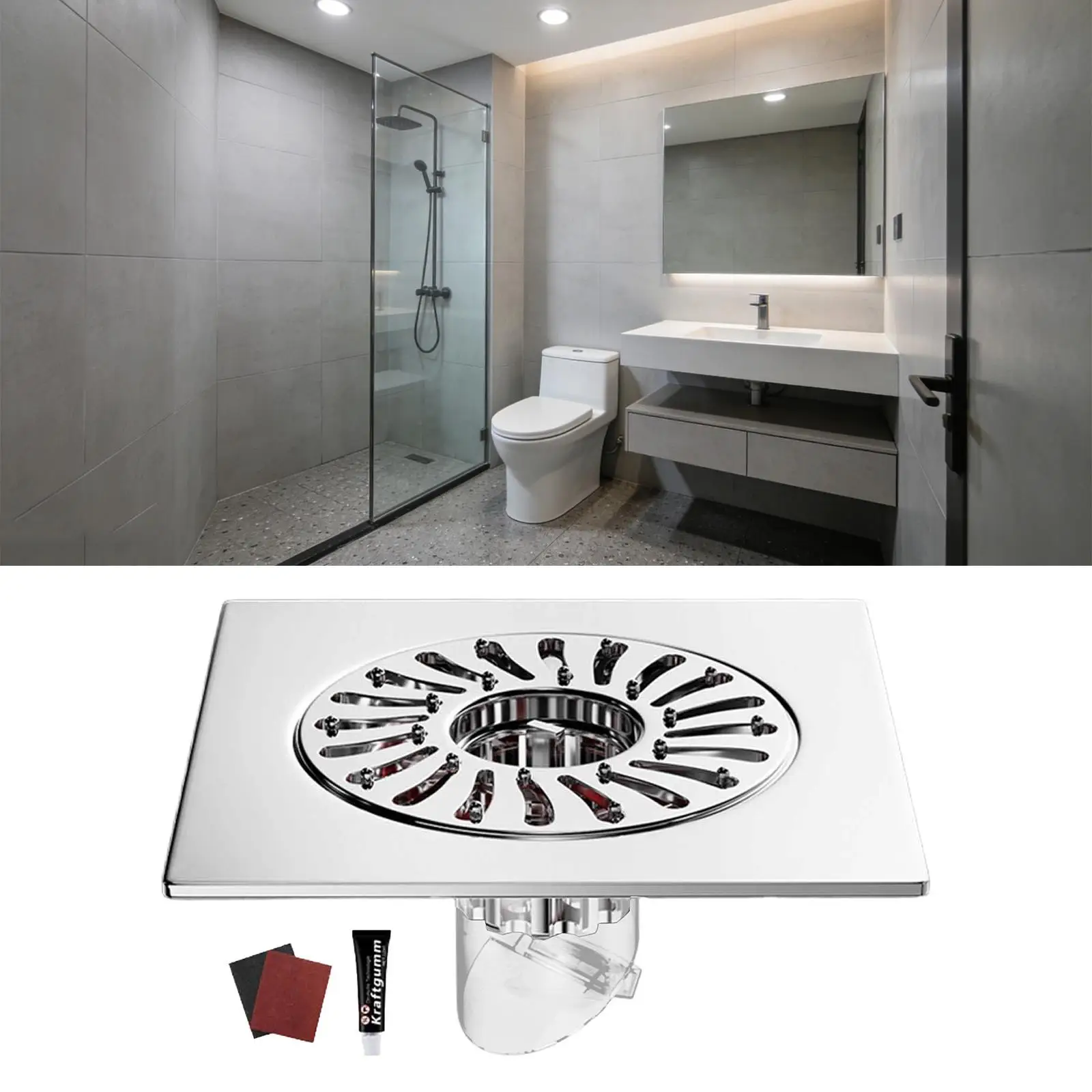 Shower Drain Cover Stainless Steel Protector with Anti Clog Filter Backflow Preventer for Home or Hotel Bathrooms