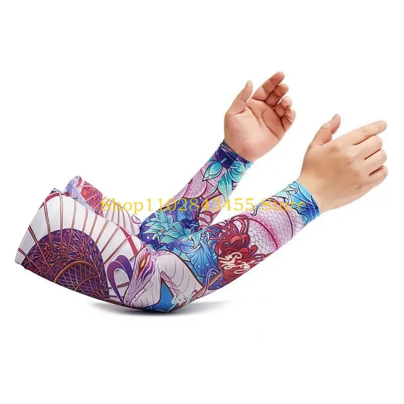 49MC Traspirante Copertura del braccio asciugatura rapida Segni zodiacali cinesi Ciclismo Uv Raffreddamento Maniche da sole