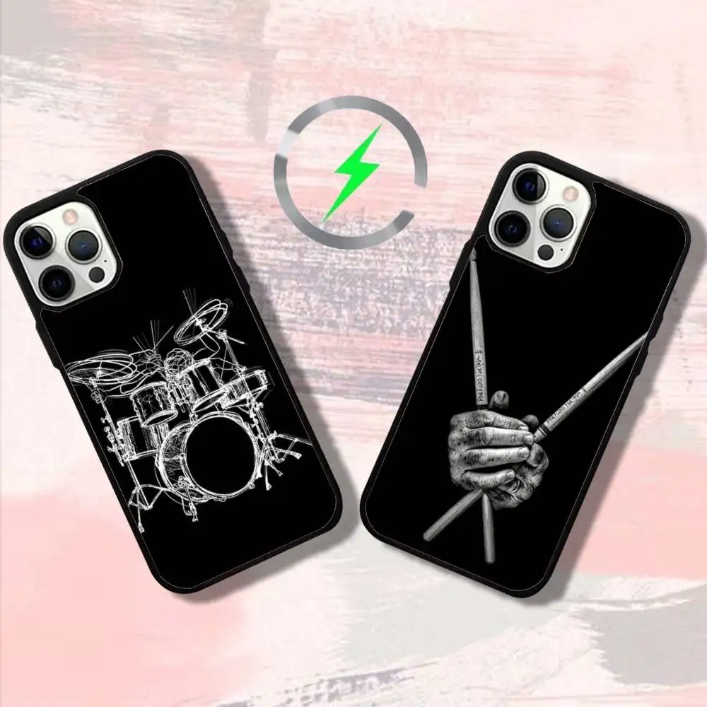 

Music Drum Set Phone Case For iPhone 17,16,15,14,13,12,11,Pro,Max,Plus,Mini,SE4,E Magnetic Magsafe Wireless Charging