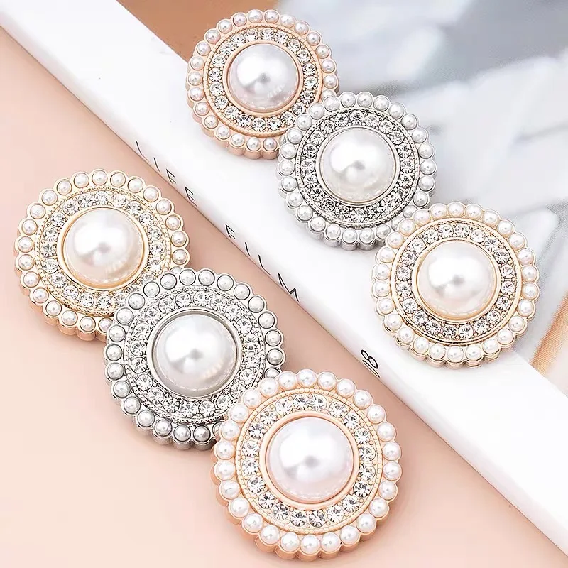 10PCS Luxury Metal Diamond Sewing Button for Clothing Coat Skirt Clothing Accessory High Quality Golden