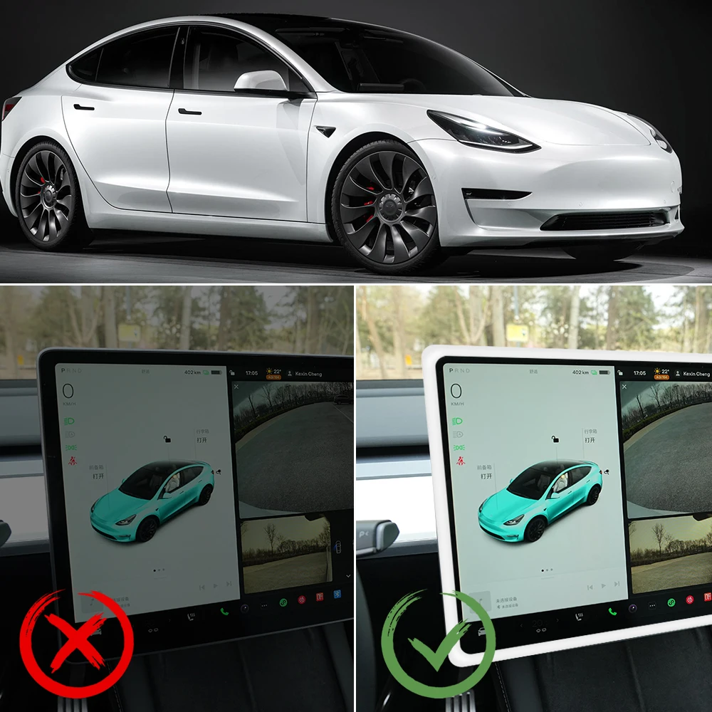 Protezione dello schermo di navigazione accessori per auto copertura del bordo del telaio di controllo centrale in Silicone per Tesla Model 3 Y