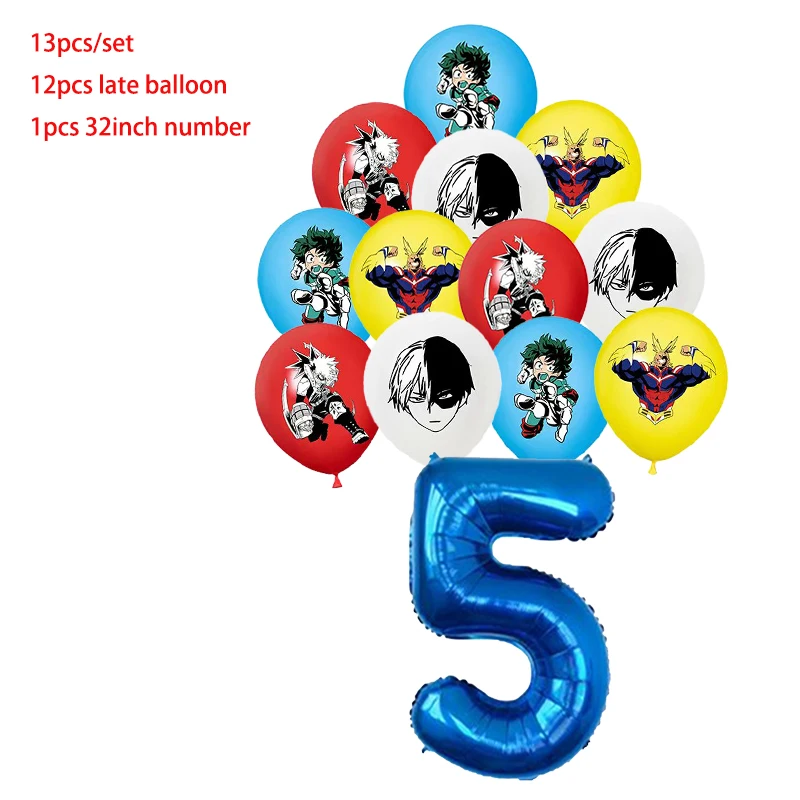 My Hero Academy Theme Birthday Party Decoration Tableware Balloon Backdrop CakeTopper Party Supplies Baby Shower