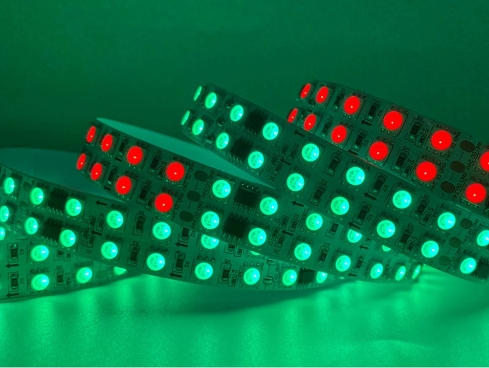 24V WS2811 LED Strip Double Row Smart RGB Led Light 2811 IC 5050 SMD High Brightness 168LEDs/M 5M