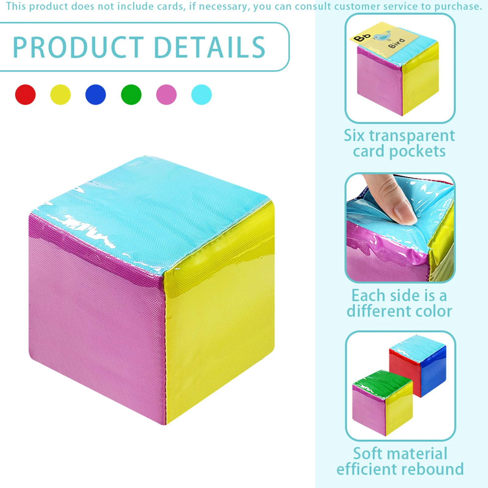 Early Education Learning Cube 3.9 inch Large Dice Plush Cube with Pocket DIY Classroom Foam Dice for for Teaching Blocks Toys