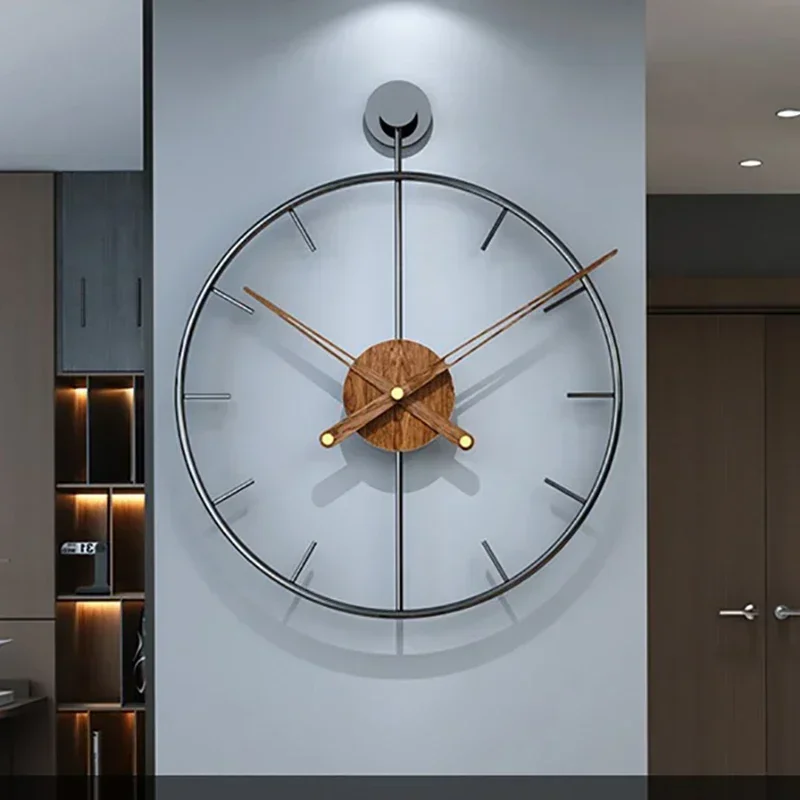 

Luxury Kitchen Large Wall Clock Modern Metal Wood Silent Watches Design Clocks Wall Art Living Room Decorations Gift Ideas W