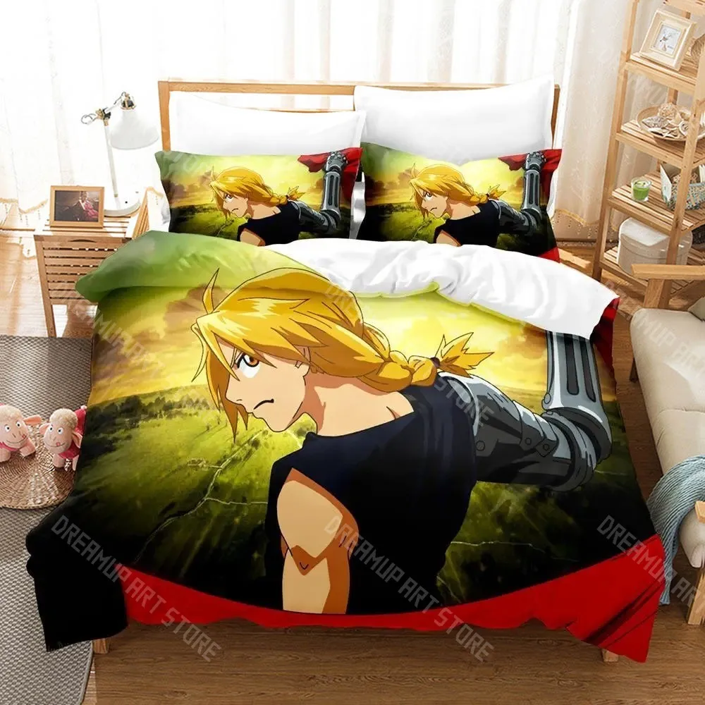 3D Printed Fullmetal Anime Alchemist Bedding Set for Boys Girls Duvet Cover Pillowcase Twin Queen King Full Single Double Sizes