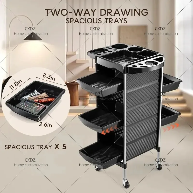 New 5 Layer Drawer Cart for Salon Home Hairdressing Barber Shop Storage Tool Trolley Factory Direct Sales