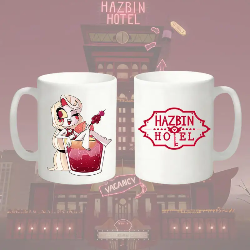 330Ml Ceramic Mug for Hazbin Hotel Angel Dust Charlie Vaggie Sir Pentious Summer Beverage Series Pattern Anime Coffee Cup