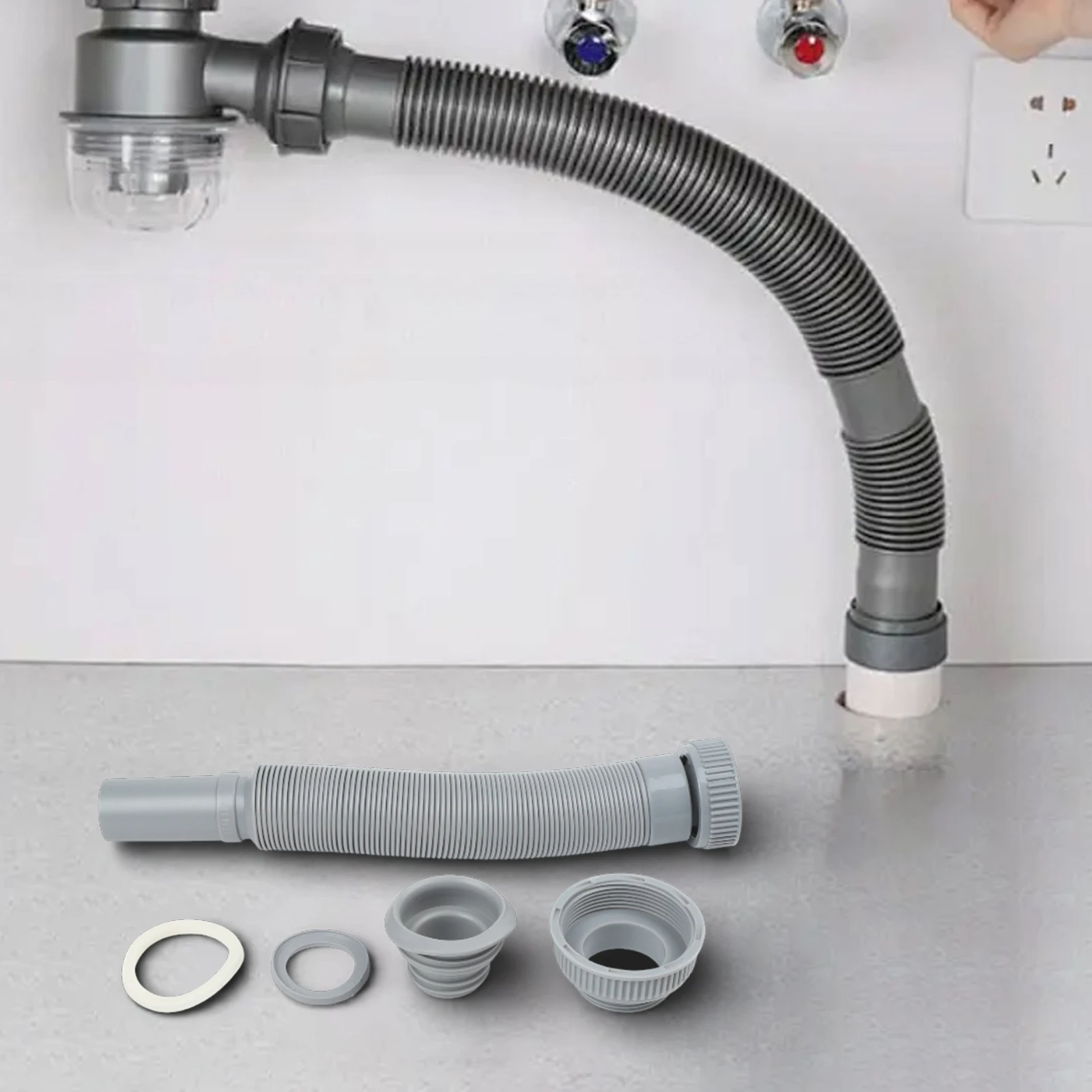 Flexible Extended PVC Drain Hose for Kitchen Sink Leak Resistant Connector Easy Installation for Various Sinks
