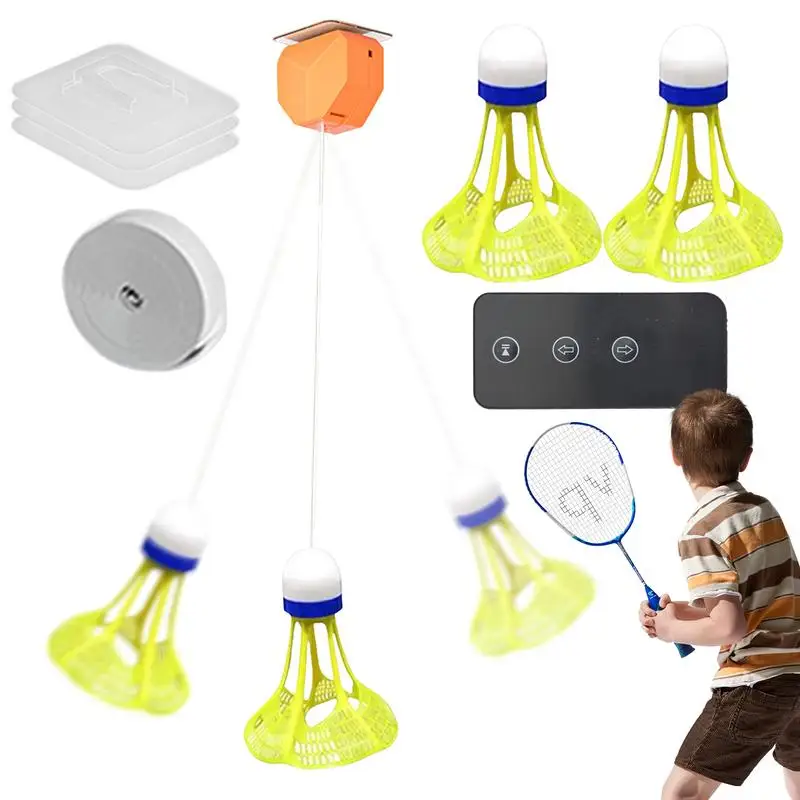 3Pcs Automatic Rebound Badminton Trainer With Light Remote Control Badminton Trainer Set Rebound Solo Badminton Training Device